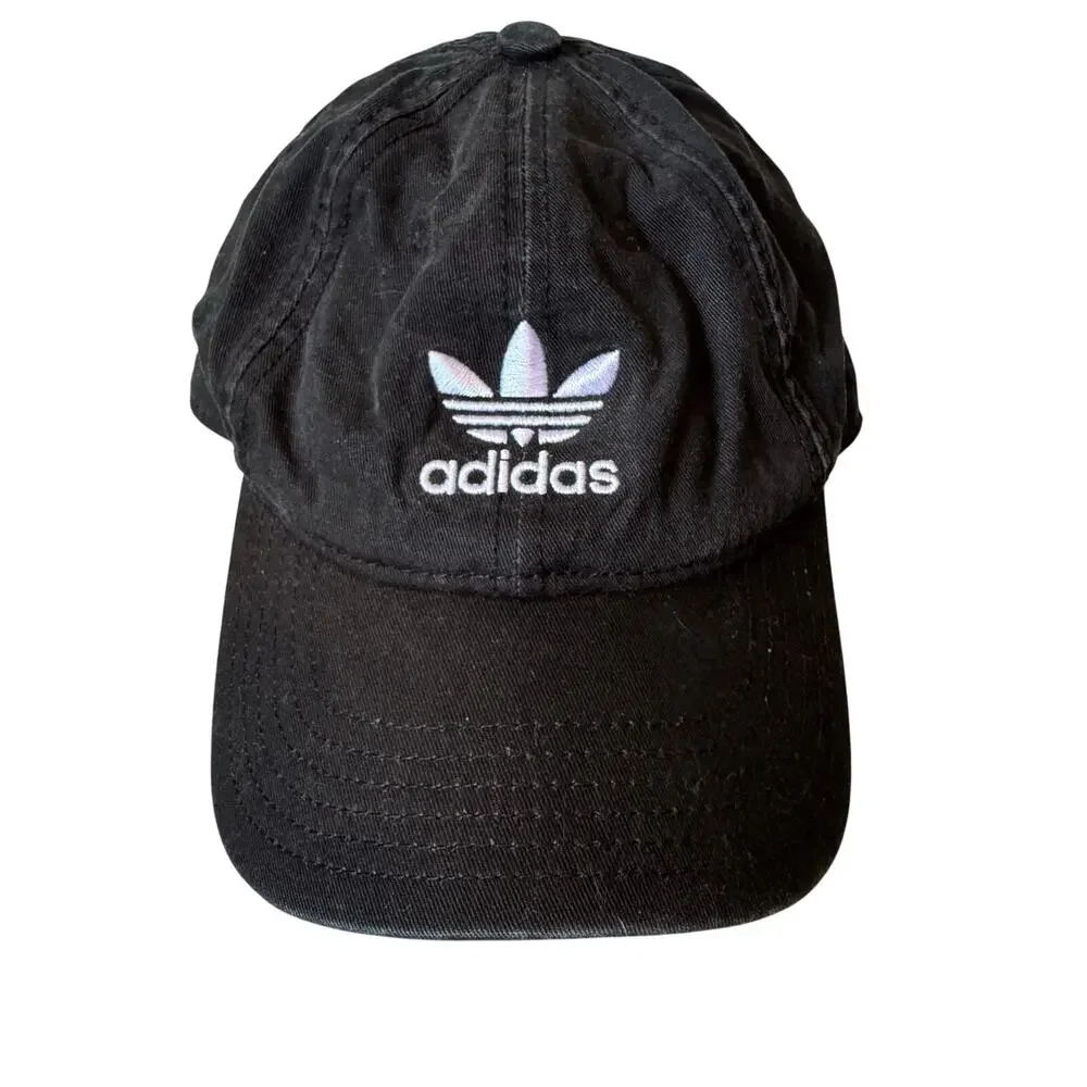 Adidas Baseball Cap Hat Black White Athletic One Size Adjustable Strap Active